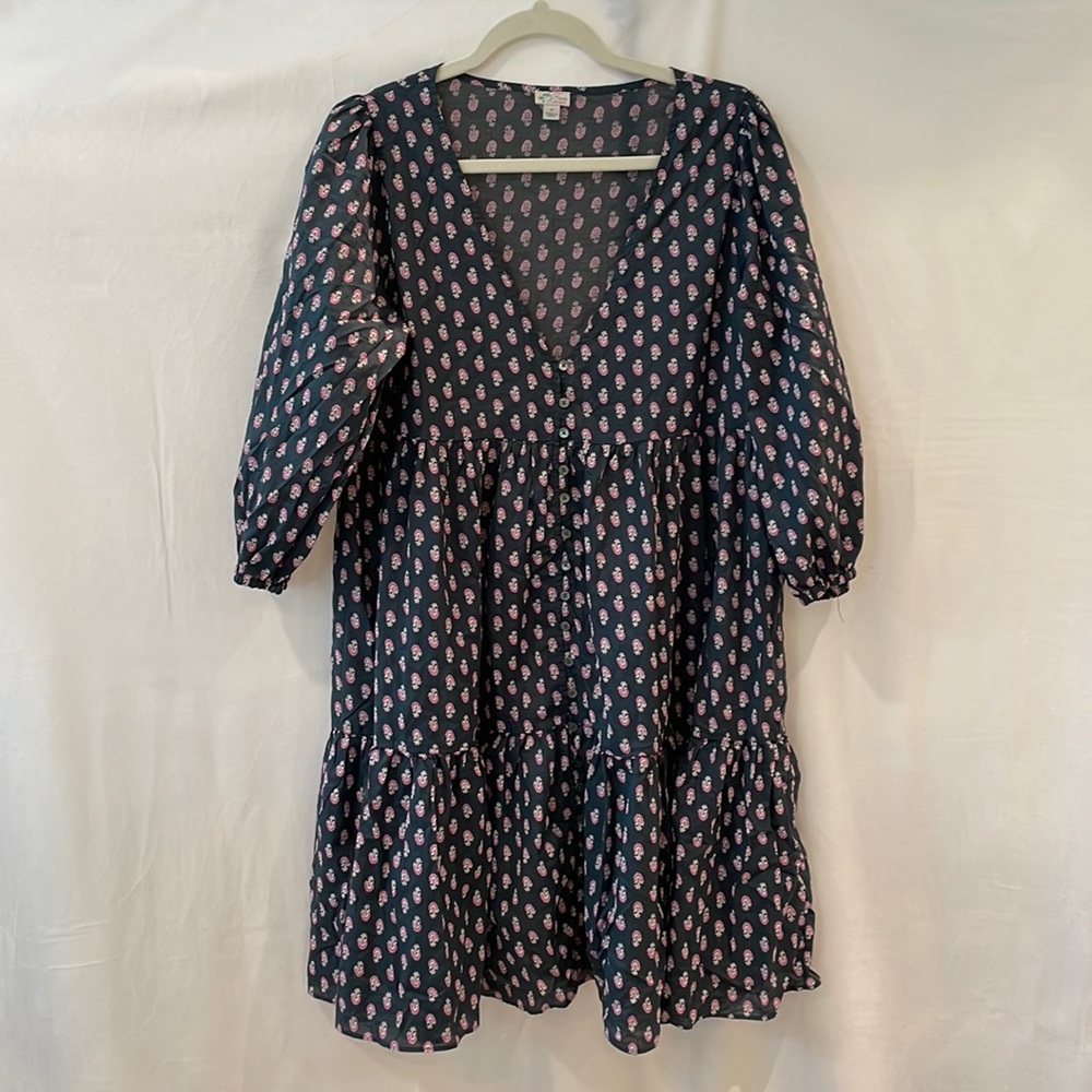 J. Crew Beach Dress Size M Floral Block Print RE-IMAGINED by J.Crew